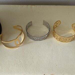 Elegant Gold and Silver Cuff Bracelet Set